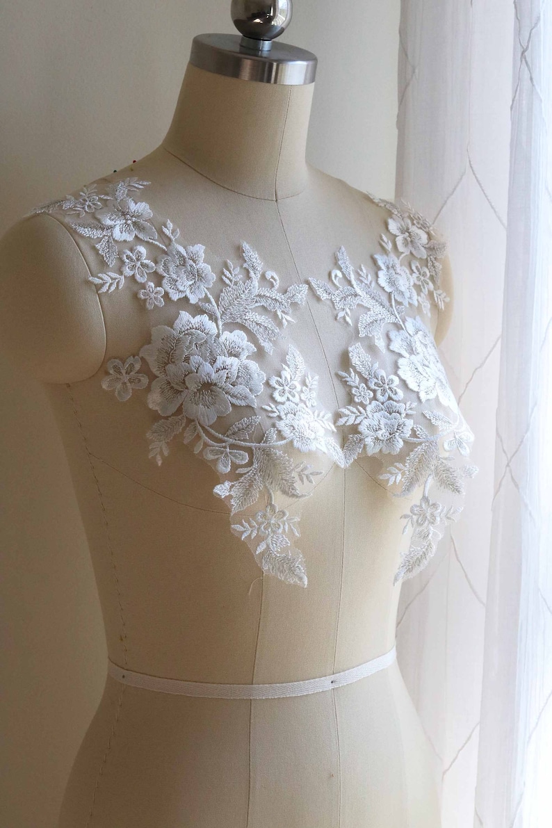 2131 Silver White Lace Applique Bridal Lace Appliqué | Etsy
