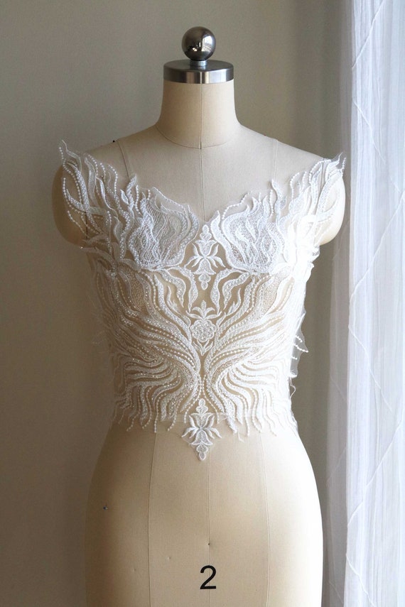 2106 Bodice Lace Applique for Wedding Dress, Heavy Beaded Lace Applique, Wedding Dress Lace Applique, V Neck Lace, Light Ivory, Sequin Lace - Etsy 2106 Bodice Lace Applique for Wedding Dress, Heavy Beaded Lace Applique, Wedding Dress Lace Applique, V Neck Lace, Light Ivory, Sequin Lace - Etsy