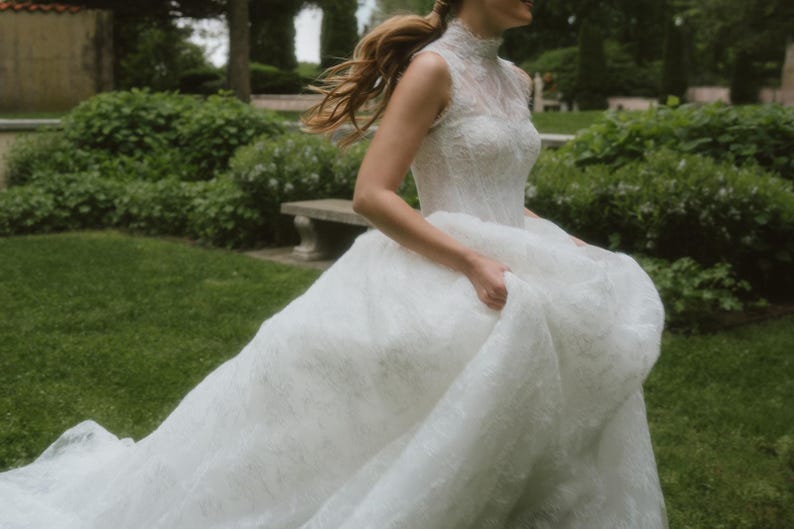 Basque Bolero Basque Waist Lace Ball Gown Wedding Dress With High Neck Lace Bolero - Etsy