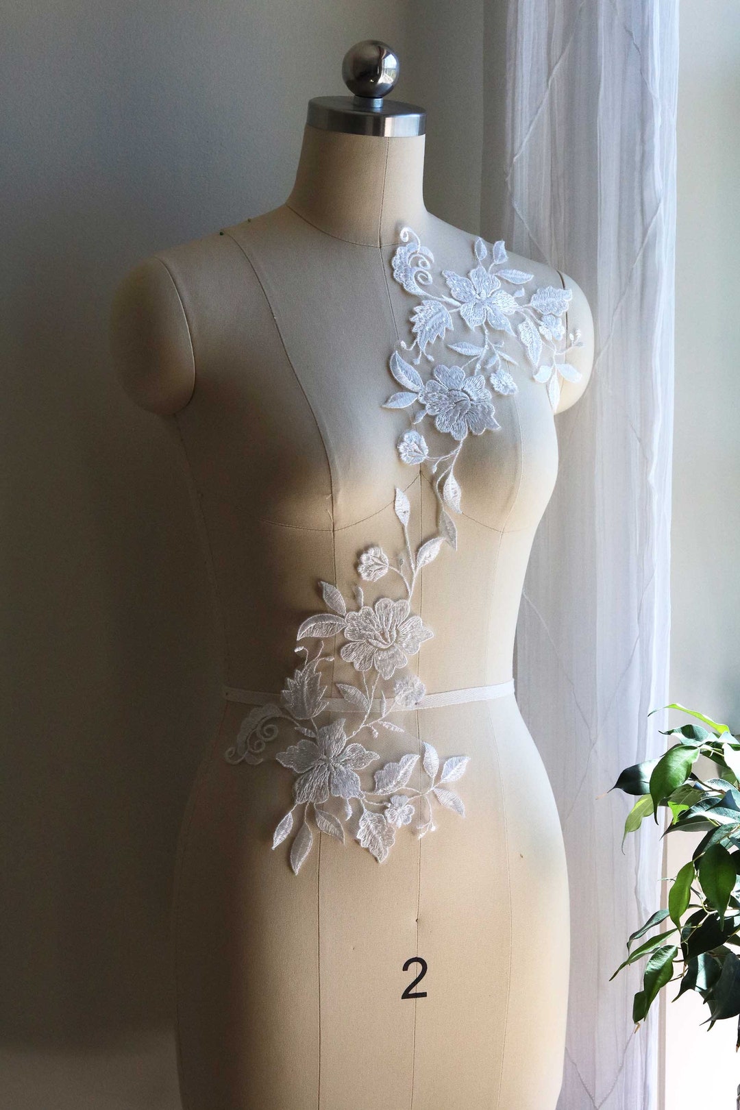 2125 Sequin Lace Applique, Lace Applique for Wedding Dress, Bridal Veil ...
