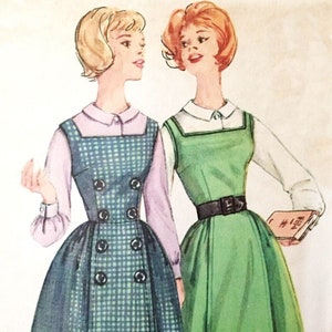 Simplicity 4615 Vintage 1962 Sewing Pattern for Wide Scoop Neck Fit and Flare or Pencil Dress or Jumper and Peter Pan Collared Blouse