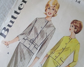 Vintage 1960s Butterick Sewing Pattern 2630 Boxy Jacket and Straight Skirt Suit