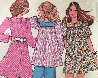 Patrón de costura vintage McCall's 3638 de 1973 para blusa con canesú y pantalones VFG