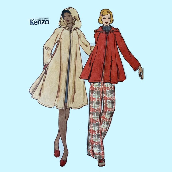 Vintage 1973 KENZO Butterick 3345 Swing Tent Coat Pattern in Two Lengths VFG