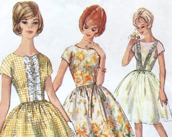 Patrón de costura Simplicity 4817 para vestido camisero clásico de corte entallado y acampanado, años 60, VFG