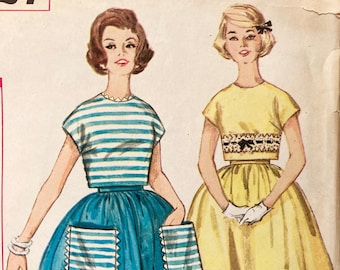 Patrón de costura Simplicity 3827 para falda completa y top de manga kimono para adolescentes y jóvenes. Estilo vintage de principios de los 60. VFG (Muy buena calidad).