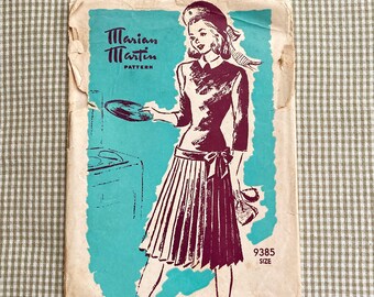 Marian Martin 9385 1950s Vintage Dropped Waist Dress Sewing Pattern Mail Order