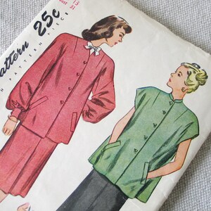 Vintage 1946 Simplicity 1880 Maternity Top Jacket and Expandable Skirt Sewing Pattern image 2