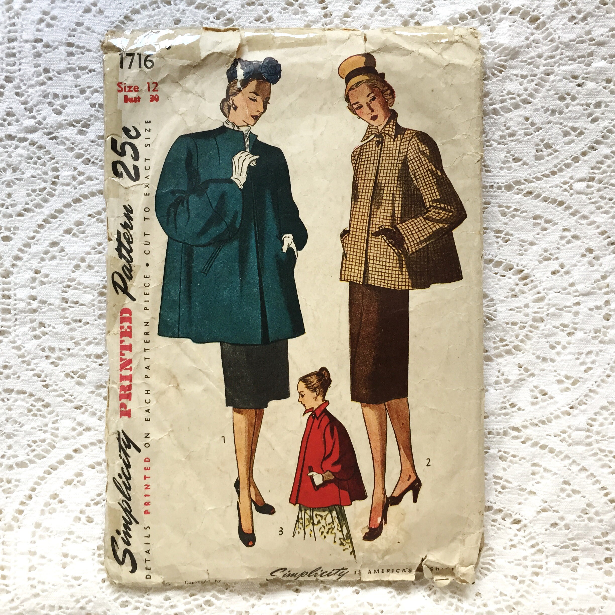 Simplicity 1716 1946 Swing Jacket Sewing Pattern Etsy