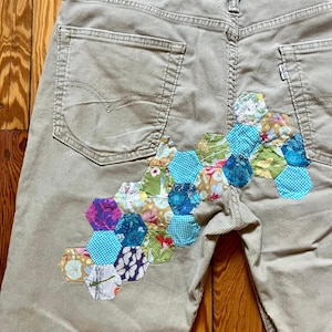 Levis 514 Pana Retrabajada Hexagonal Patchwork Cordones Reciclados
