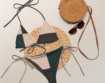 Bikini perizoma / Color Block - Verde pavone