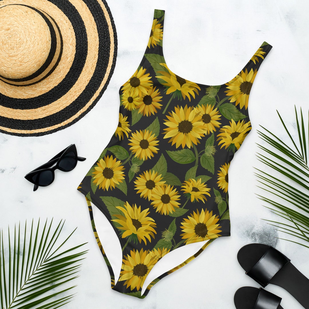 One-piece Swimsuit Sunflowers - Etsy