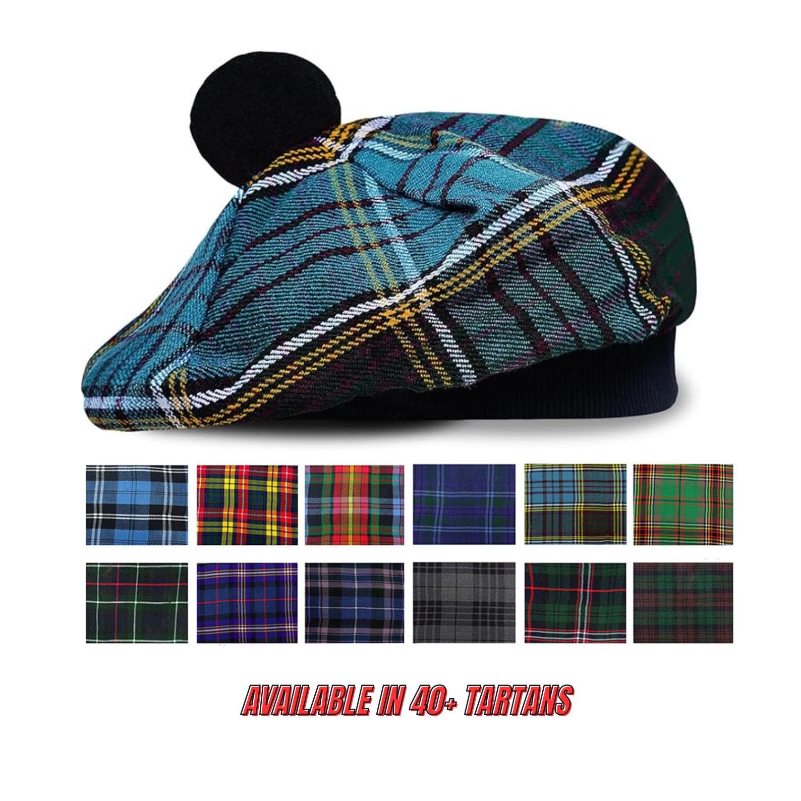 Berretto En Velours écossais - Marron - Made In Italy - Homme - Tailles 54 à 57