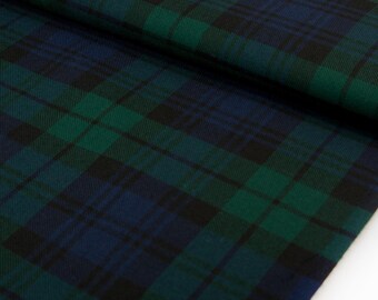 Black Watch Tartan Fabric by the Yard | Homespun Wool Blend Tartan Fabric | Scottish Plaid Cloth for Kilts, Sewing, Upholstery & Crafts