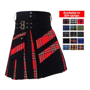 Schottischer Kilt Kilt Kilt Custom Made Premium Kilt für Männer - 40 Farben - Cargotaschen Kilt