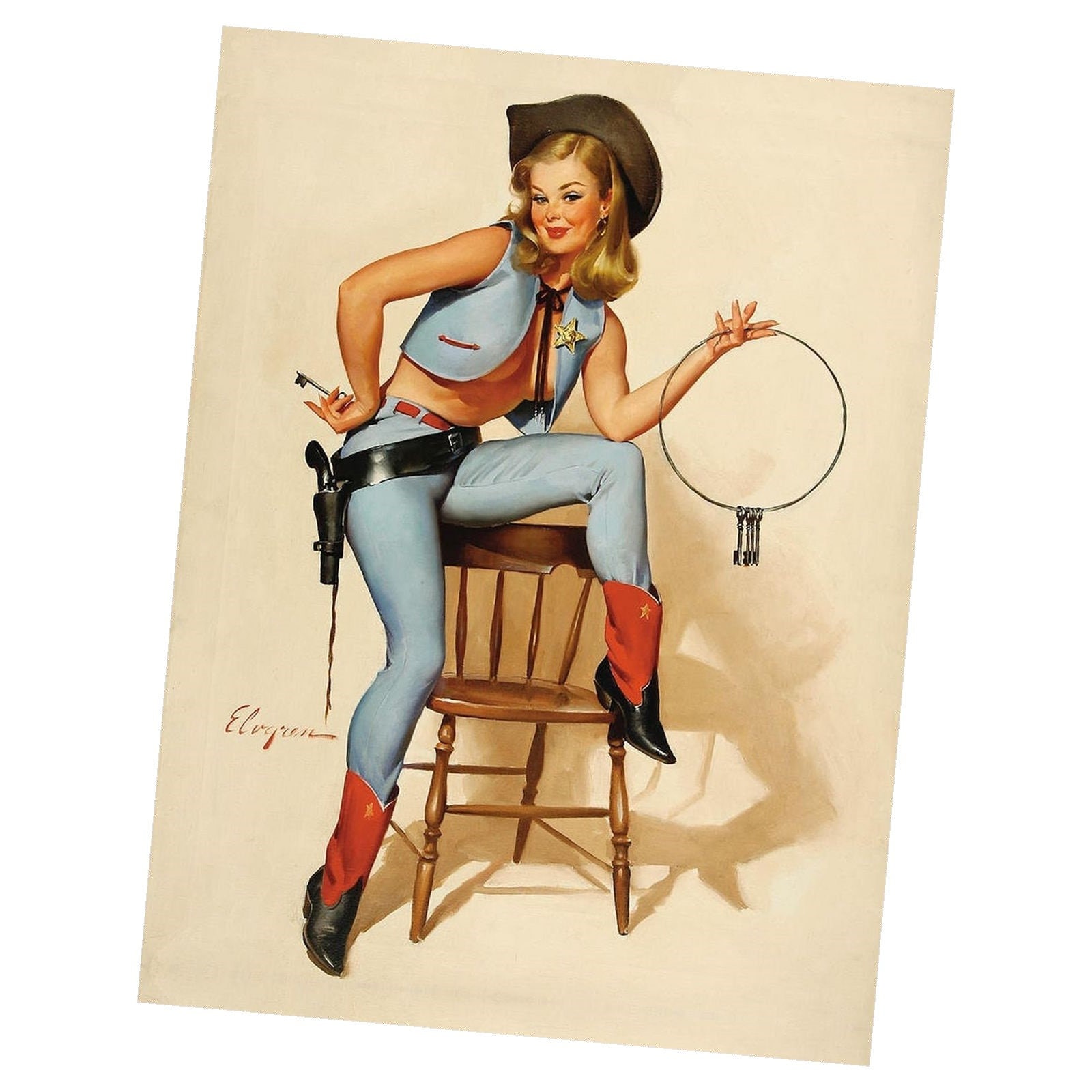 30 X 40 Vintage Pinup Girl Stretched Canvas Art Etsy