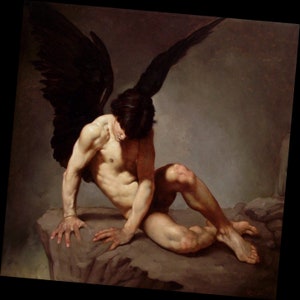 20" x 20" Frame Stretched Canvas Classical Painting Vintage Fine Art Print Antique Artwork - (CA-Ferri-Select) Fallen Angel