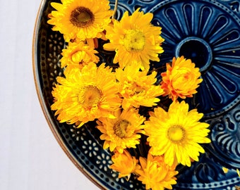 Cabezas de flores de paja secas, suministros de floristería orgánica, decoración floral de boda Flores secas de color amarillo rubor, flores eternas