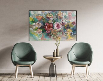 Unframed Floral Pattern, Flower Painting, Large Abstract, Acrylic Painting Wall Art Print