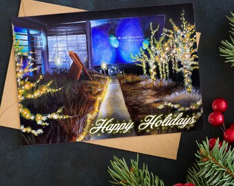 Light Up | Christmas Card | Hand Painted Card | Holiday Card | Christmas Card Pack  | Happy Holidays Greeting Card | Christmas Art