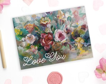 Floral Love Mother’s Day Card | Roses Flower Garden Card For Mom Anniversary Birthday Cute Pretty Gift For Her Mother Daughter Grandma