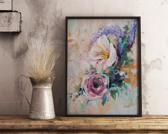 Unframed Floral Pattern, Flower Painting, Large Abstract, Acrylic Painting Wall Art Print