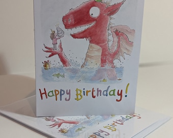 Happy birthday card ideal for children, young adults and for those who love Roald Dahl and Quentin Blake