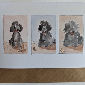 Tarjeta de felicitación A5 - Tres etapas de un caniche