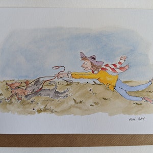 Carte de voeux A5 Le promeneur de chien