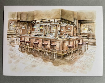 Malones Bar A5 greeting card inspired by hit tv show Cheers
