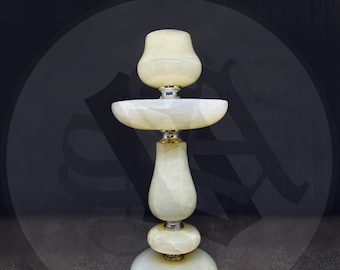 White Candle Holder - Mothers Day Onyx Gemstone Marble Handmade Ornament Decor Living Home Witchcraft Crafted Candle Holder