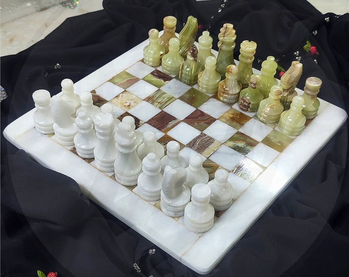 Green Onyx Marble Chess Set | Unique Handcrafted Marble Chess Set | Best Selling Chess Set | Unique Gifts for Him  | Chess set Handmade