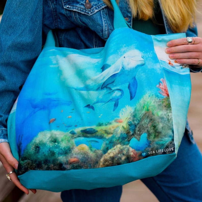 Save The Dolphins Tote Bag Dolphin Gifts Canvas Tote Sea Etsy