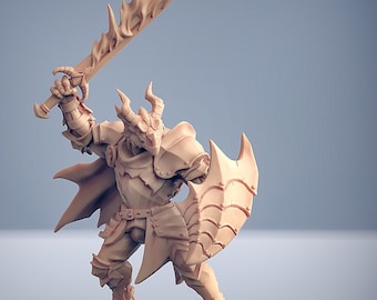 Dragonborn Paladin Cleric DnD-miniaturen compatibel met fantasieminis van 28 mm en 32 mm | 30544
