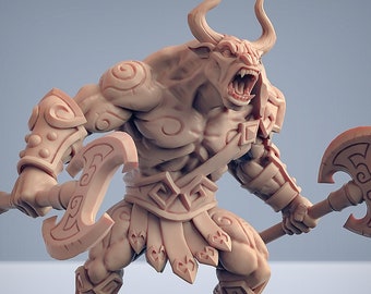 Minotauro Bárbaro B Miniaturas DnD compatibles con miniaturas de fantasía de 28 mm y 32 mm / 30183_A