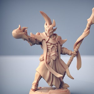 Dark Elf Mage Wizard Warlock Sorcerer Premium dnd Miniature Mini Figurine Figure 28mm 32mm to 100mm Resin 3D Printed | 30852