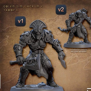 Warforged Golem Fighter C DnD miniatures compatible with 28mm 32mm fantasy minis | 30022