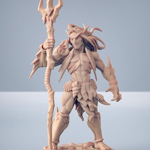 Triton Warrior A Premium dnd Miniature Mini Fishfolk | Resin 3D Printed | 28mm 32mm to 100mm | 30306