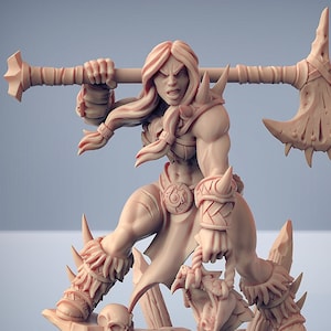Female Barbarian Dragonslayer Premium dnd Miniature Mini 28mm to 100mm | Resin 3D Printed | 30259