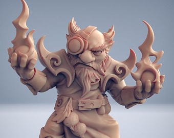 Miniature Gnome Warlock Wizard DnD compatibili con miniature fantasy da 28 mm e 32 mm / 30419