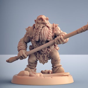 Dwarf Barbarian v3 Premium dnd Miniature Mini 28mm 32mm up to 100mm | Cleric Paladin Fighter Warrior | Resin 3D Printed | 30126