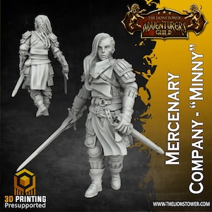 Miniatura de Mercenário v4 para D&D, compatível com miniaturas de fantasia de 28 mm e 32 mm | 21653_D