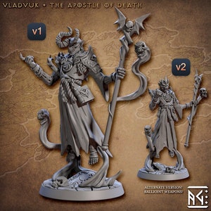 Tiefling Hexenmeister Magier Zauberer Druide Premium und Miniature Mini | Harz 3D gedruckt | 28mm 32mm auf 100mm | 30486