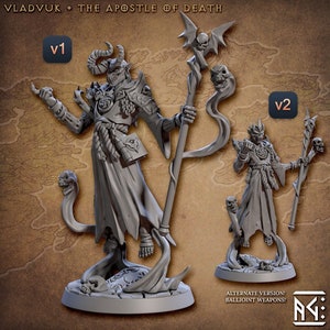 Tiefling Warlock Wizard Sorcerer Druid Premium dnd Miniature Mini | Sanded & Primed | Resin 3D printed | 28mm 32mm to 100mm | 30486