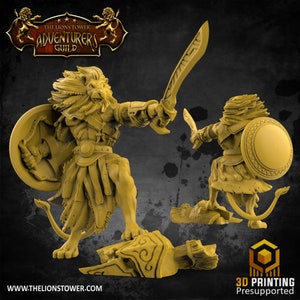 Agathion Leonin Paladin Warrior Premium dnd Miniature Mini Warrior | Resin 3D Printed | 28mm 32mm 100mm | 49035