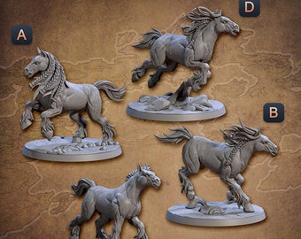 Wild Horse DnD Miniatures compatible with 28mm 32mm fantasy minis | 30677_80_C