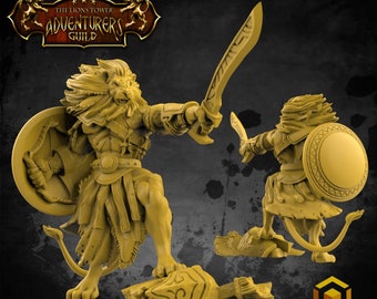 Agathion Leonin Paladin Warrior Premium dnd Miniature Mini Warrior | Resin 3D Printed | 28mm 32mm 100mm | 49035