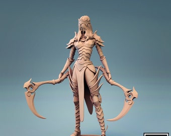 Female Cultist Witch DnD miniatures compatible with 28mm 32mm tabletop fantasy minis | 44371