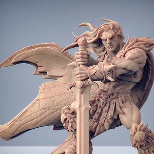 Barbarian Warrior Premium dnd Miniature Mini | Viking Jarl Fighter Leader | Resin 3D Printed | 28mm 32mm to 100mm | 30263