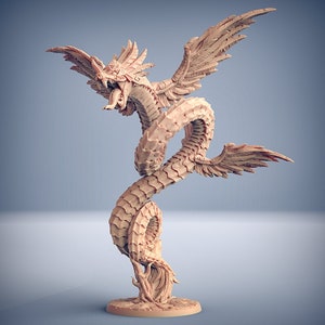 Couatl Snake Serpent v2 | Premium 3D Printed Fantasy Tabletop Miniatures28mm to 100mm |   dnd   20726